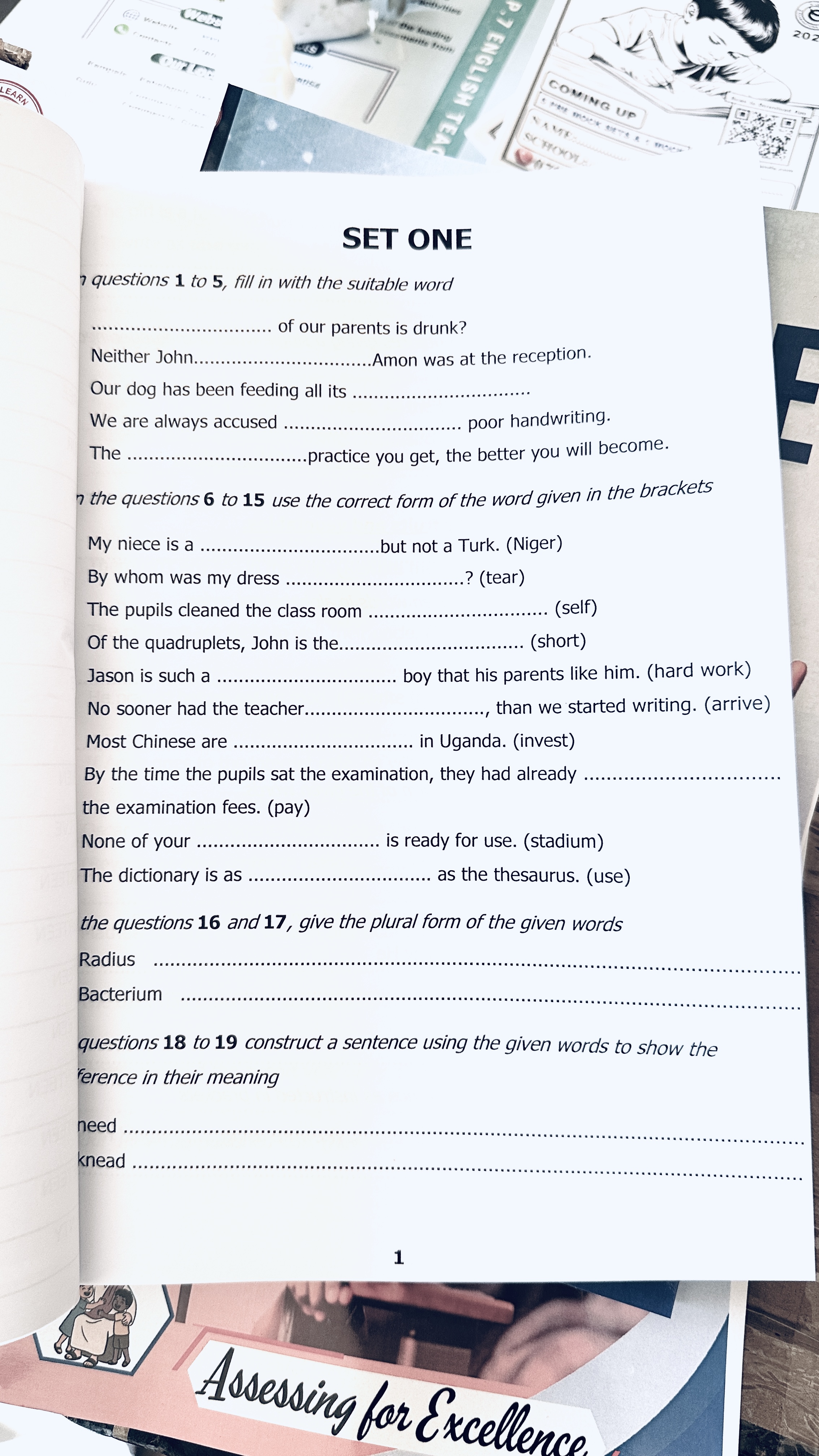 P.7 ENGLISH QUESTION BANK